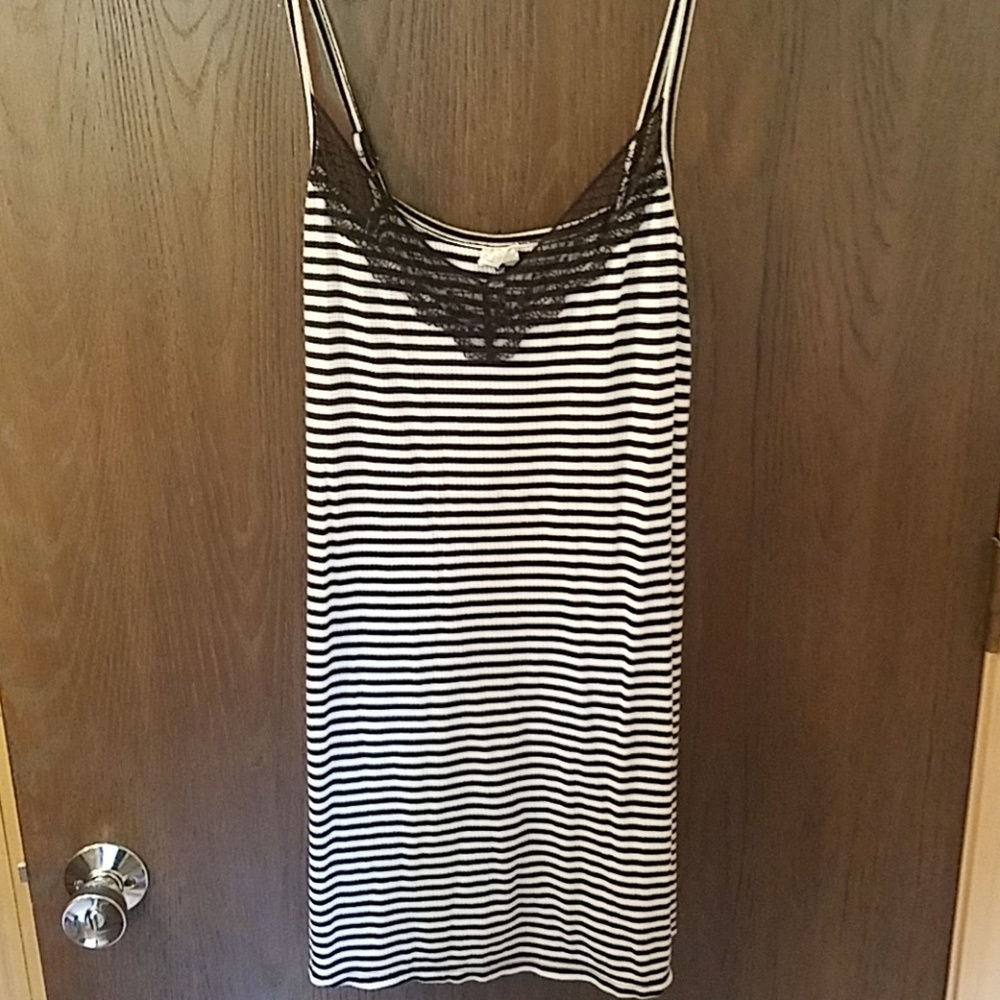 Black and white striped dress